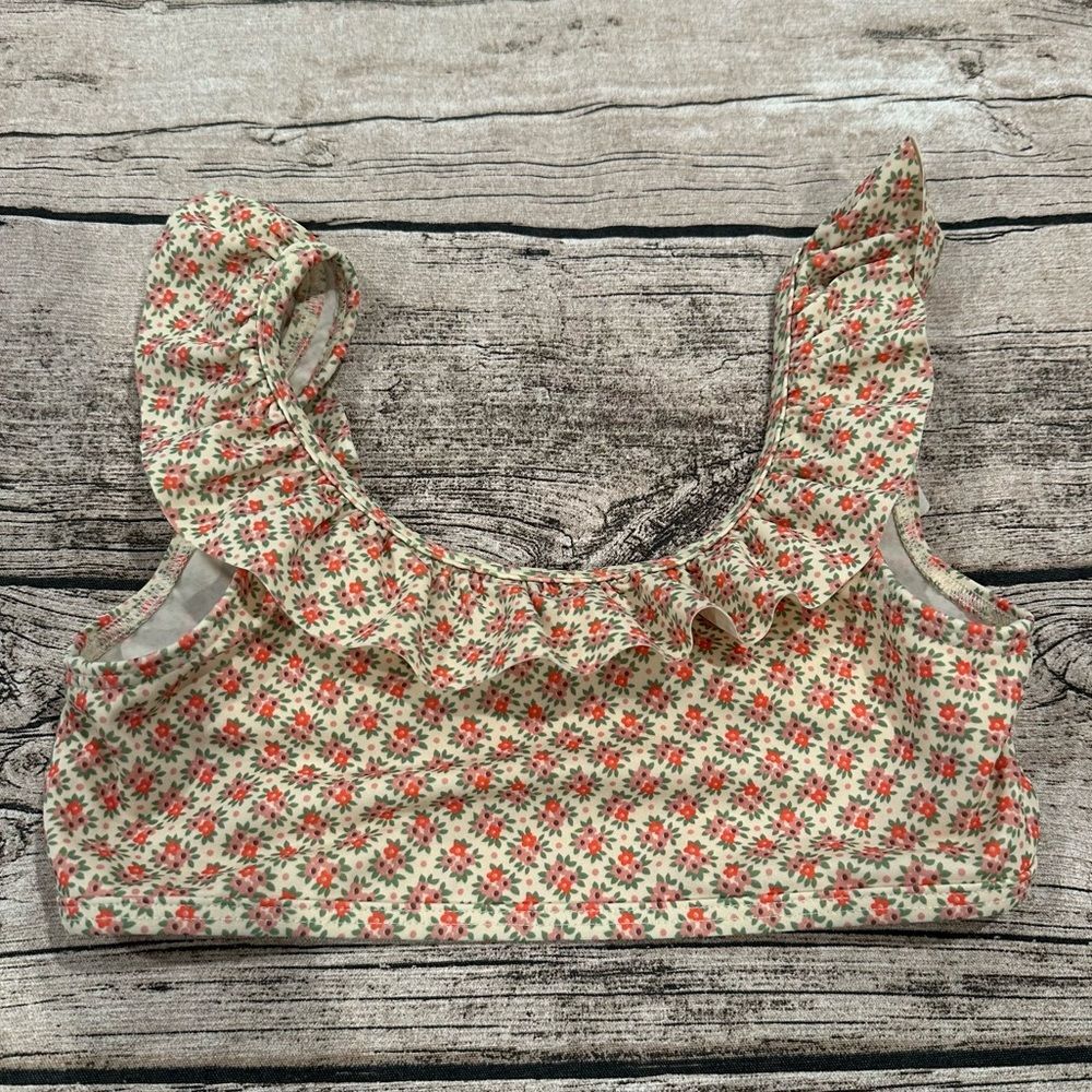 Mini Boden Girls’ Bikini Top in Floral Print With Ruffle Size 6/7